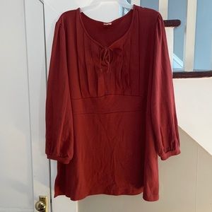 Women’s burnt orange/rust colored babydoll style 3X  top